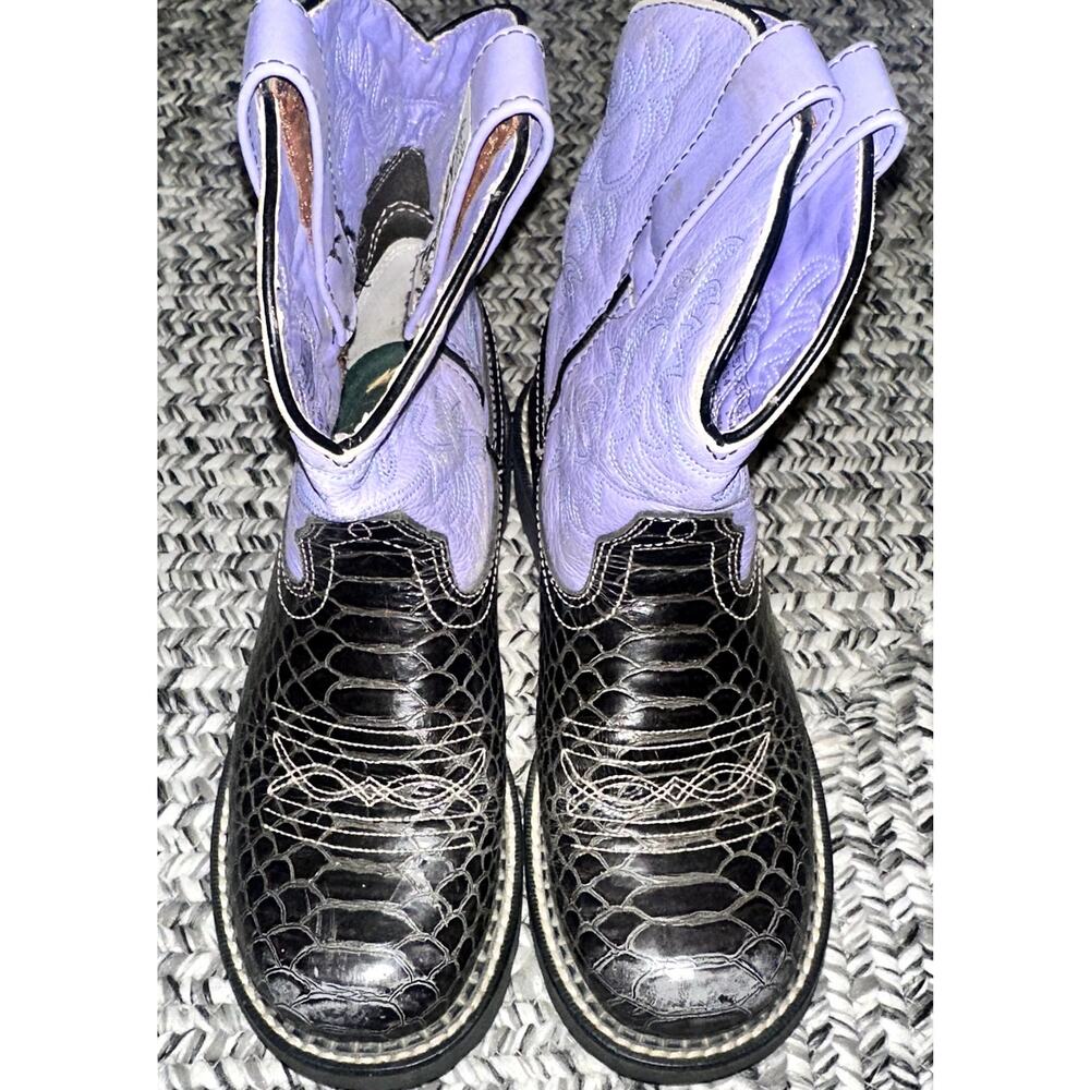 Ariat Original Girls Size 6.5B Fatbaby Purple Black Western Cowgirl Style 74954